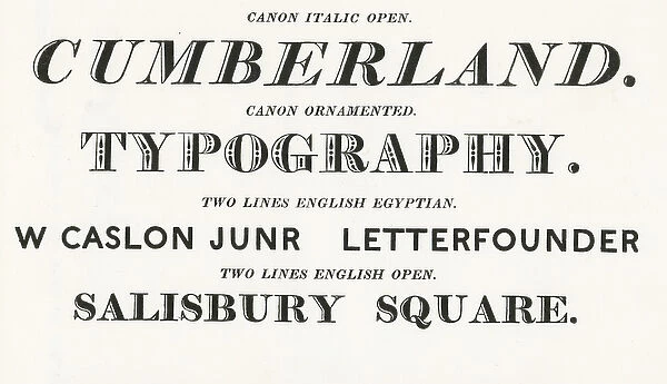 Specimen typefaces from William Caslon
