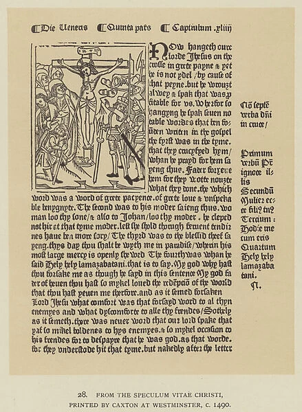 From the Speculum Vitae Christi, printed by Caxton at Westminster, c 1490 (litho)