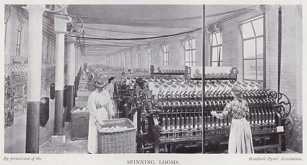 Spinning looms (b  /  w photo)