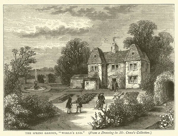 The Spring Garden, 'Worlds End', from a drawing in Mr Craces collection (engraving)