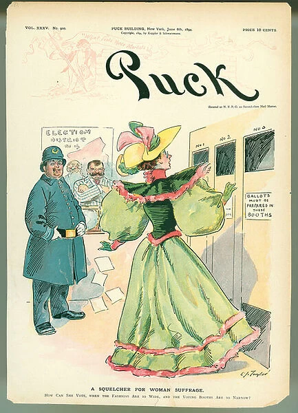 A Squelcher for Woman Suffrage, Puck magazine cover illustration, June 6