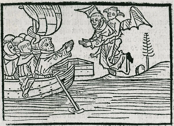 St. Brendan and the demon, illustration from The Voyage of St. Brendan