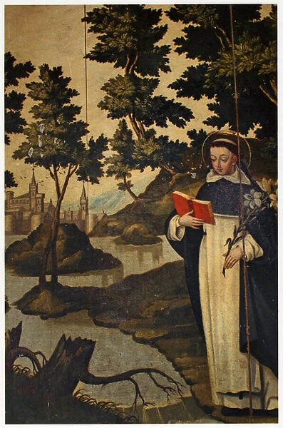 St. Dominic holding the lily, 17th Century (oil on board)