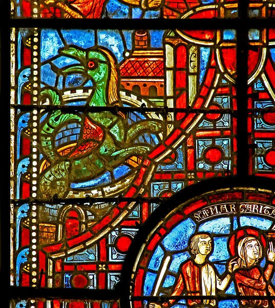St Margaret story: the dragon (stained glass)
