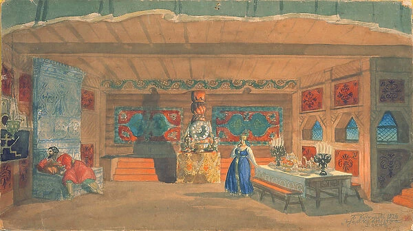 Stage design for Rimsky-Korsakovs opera the The Tsars bride, 1920