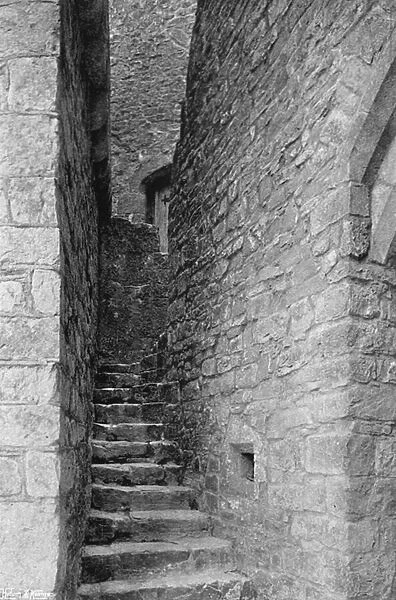 Stairway to Chapel & Ramparts (b  /  w photo)