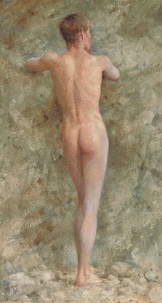 A standing male nude, 1914 (pencil & w  /  c and bodycolour on paper)