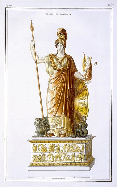 Statue of Minerva by Phidias, illustration from General study of Greek architecture