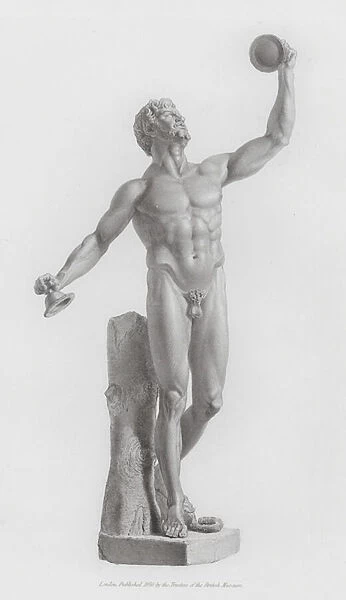 Statue of a satyr, ancient Greco-Roman marble sculpture (engraving)