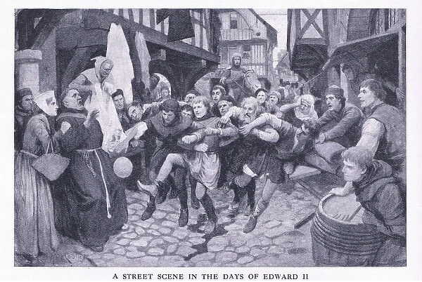 A street scene in the days of Edward II, from Cassells History of the British People