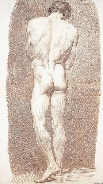 Study of a Male Nude, seen from Behind, 1774 (red chalk)