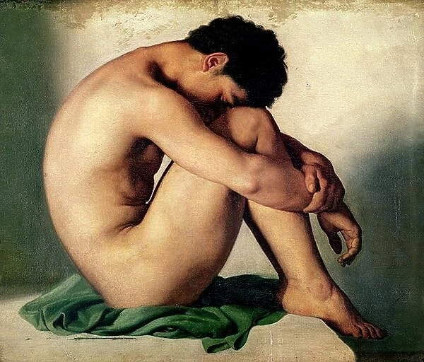 Study of a Nude Young Man, 1836 (oil on canvas)