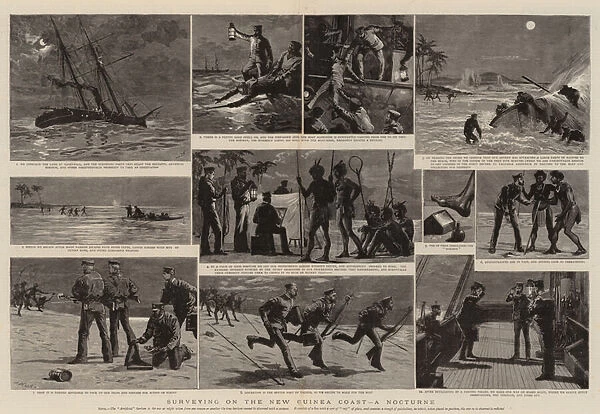 Surveying on the New Guinea Coast, a Nocturne (engraving)