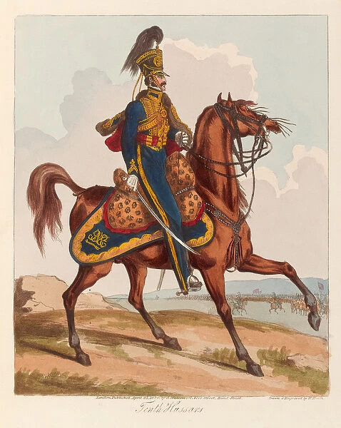 Tenth Hussars (aquatint, coloured)