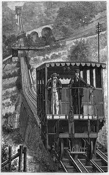 Territet Glion railroad. Glion line in Switzerland in 1884