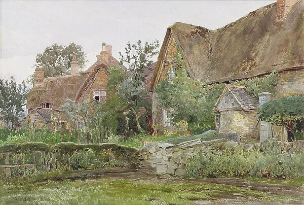 Thatched Cottages and Cottage Gardens, 1881 (w  /  c & graphite on paper)