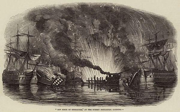 'The Siege of Gibraltar', at the Surrey Zoological Gardens (engraving)