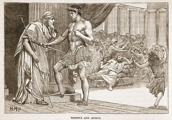 Theseus and Aegeus (litho)