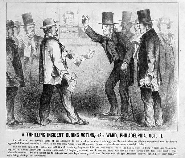 A Thrilling Incident During Voting, Philadelphia, c. 1863 (litho)