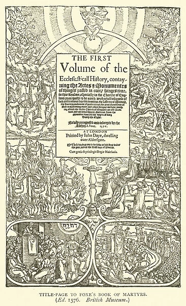 Title-page to Foxes Book of Martyrs (engraving)