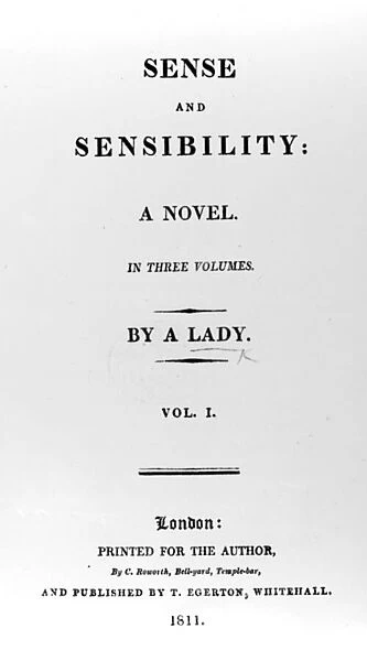 Title page to Sense and Sensibility by Jane Austen, first edition