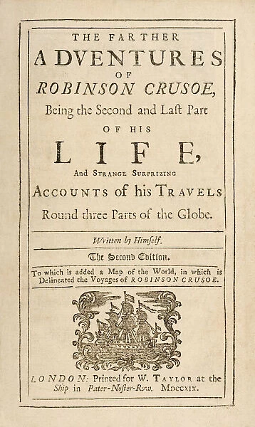 Title page from 'The Farther Adventures of Robinson Crusoe