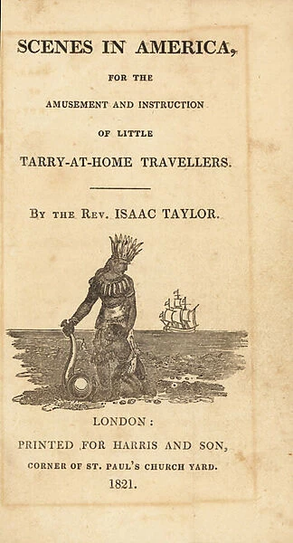 Title page with vignette of Native American woman in feather headdress with small child