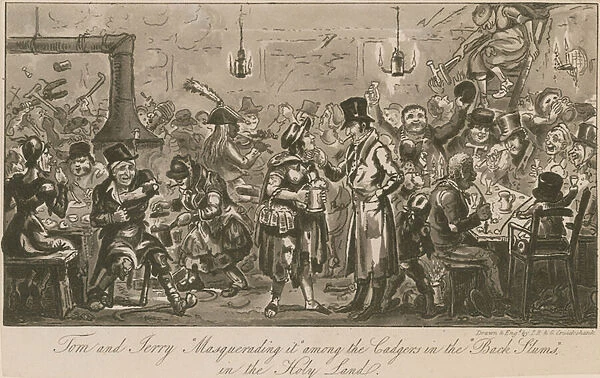 Tom and Jerry masquerading it among the cadgers in the back slums in the Holy Land (engraving)