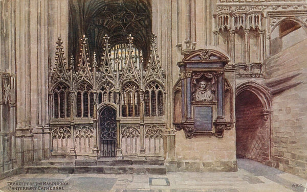 Trancept of the Martyrdom, Canterbury Cathedral (colour litho)