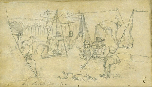 Traverse des Sioux camp, 1851 (pencil on paper)