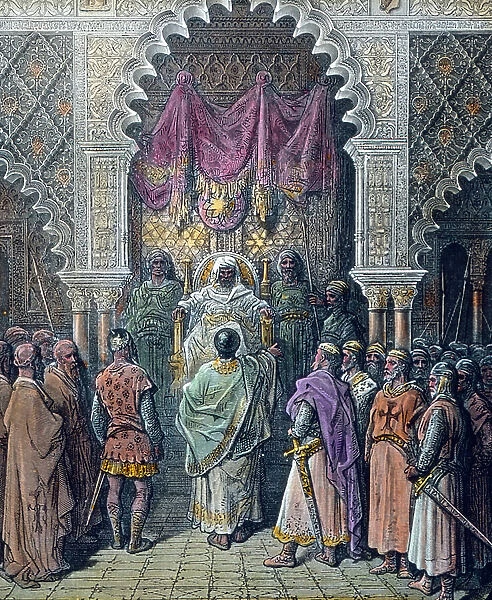 The Treaty of Jaffa between Emperor Frederick II and Sultan al-Kamil in 1229, 1910-20s (colour litho)