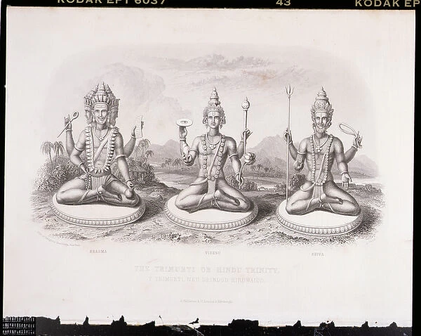 The Trimurti or Hindu Trinity, engraved by A. Thorn, from World Religion
