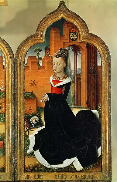 Triptych of Jean de Witte, right panel: Maria Hoose, wife of Jean de Witte, 1473
