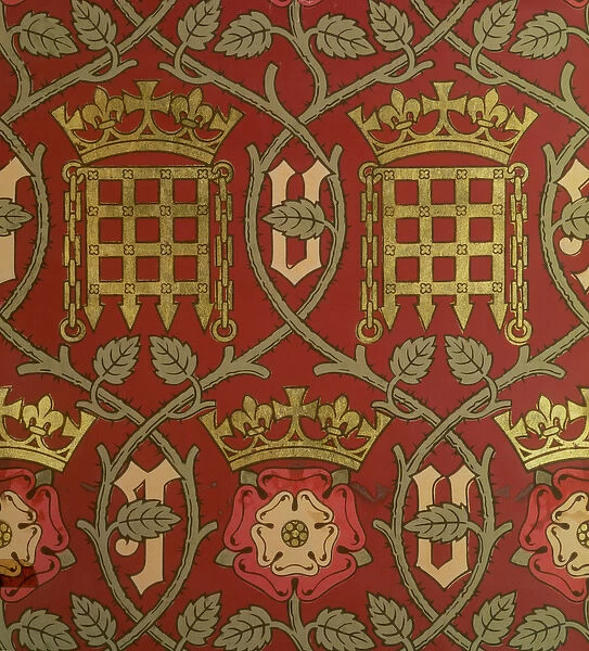 Tudor Rose, reproduction wallpaper designed by S