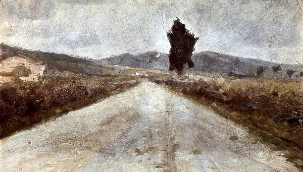 The Tuscan Road. Painting by Amedeo Modigliani (1884-1920), 1899. Oil on cardboard