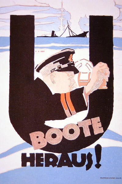 U-Boats Out!, German WWI poster, 1914-18 (colour litho)