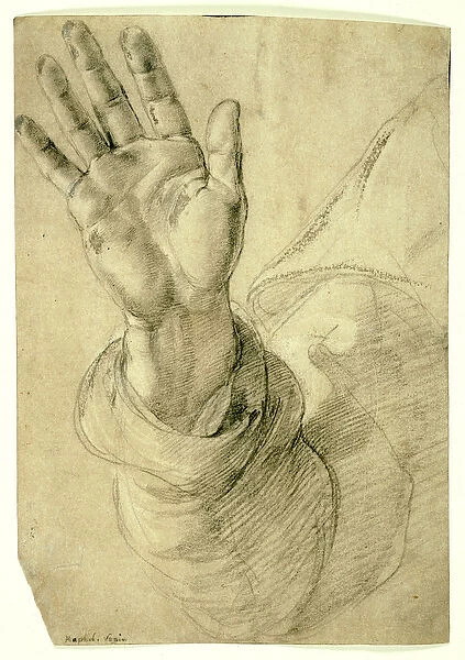 Upraised Right Hand, with Palm Facing Outward: Study for Saint Peter