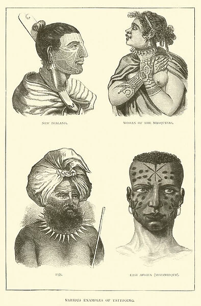 Various Examples of Tattooing (engraving)