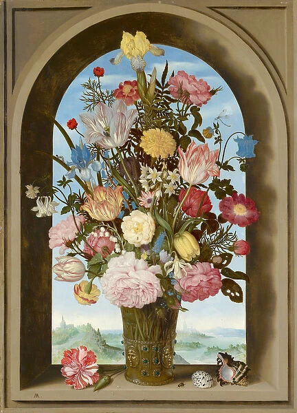 Vase of Flowers in a Window, c. 1618 (oil on panel)