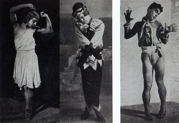 Vaslav Nijinsky in the role of Narcisse, Petrouchka and Till Eulenspiegl, c. 1911-16