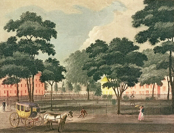 View of the Bowling-Green, Broadway, drawn and engraved for the New York Mirror