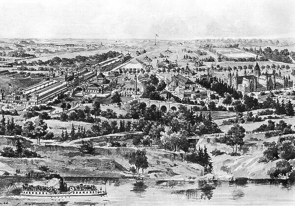 View of the Centennial Exposition, Philadelphia, 1876 (engraving) (b  /  w photo)