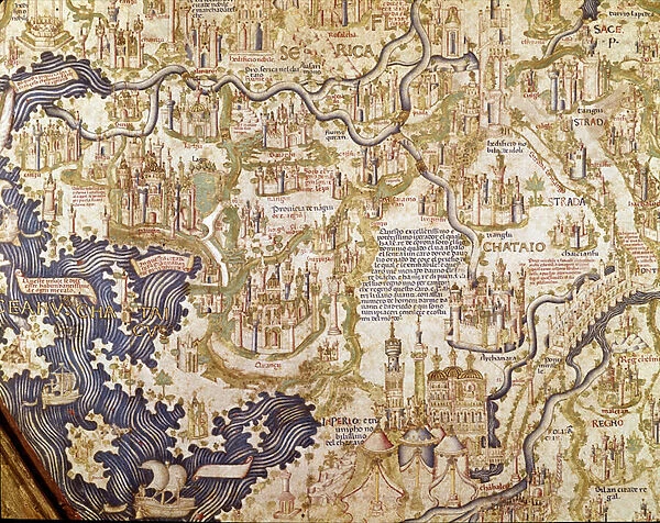 View of China (Cambaluc, now Beijing) Detail of the world map (mappamundi) of brother Maurus (Mauro) Camaldolese 1459 (map)