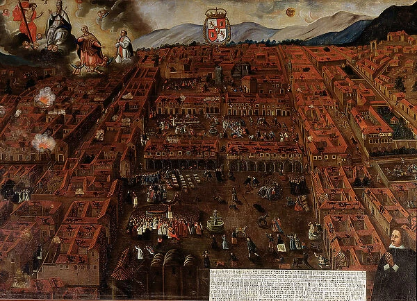 View of Cuzco at the time of the earthquake of 1650 (oil on canvas)