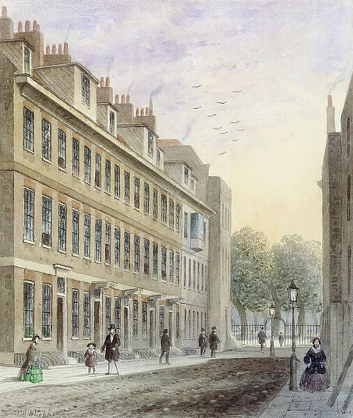 View of Fludyer Street, looking towards St. Jamess Park, 1859 (w  /  c on paper)