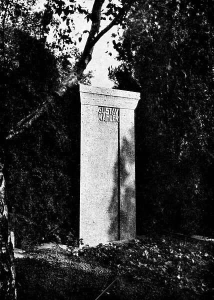 View of Gustav Mahlers gravestone (b  /  w photo)