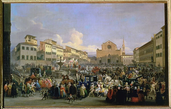 View of Piazza Santa Croce on the occasion of a carnival, 1846