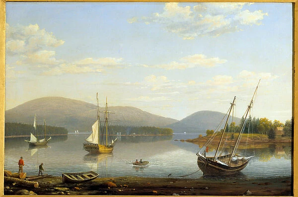 View of the Port of Somes in Maine in the United States Painting by Hugh Lane Fitz