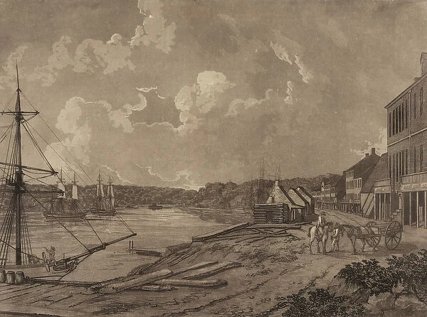 View of the suburbs of the city of Washington (Georgetown waterfront), c. 1795 (aquatint)