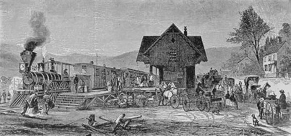 The Village Depot, illustration from Harpers Weekly, 1868, from The